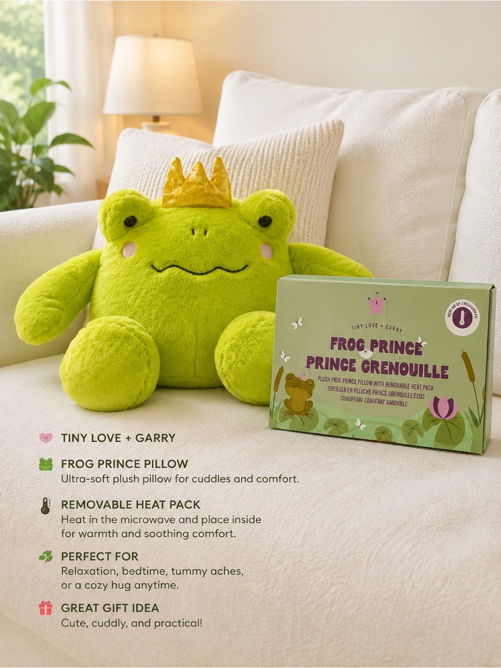 Tiny Love and Carry Frog Prince with Removable Heat Pack NWOT